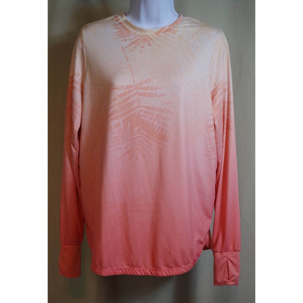 Realtree Fishing Women's Medium Pink Orange Ombre Palm Print Performance Shirt